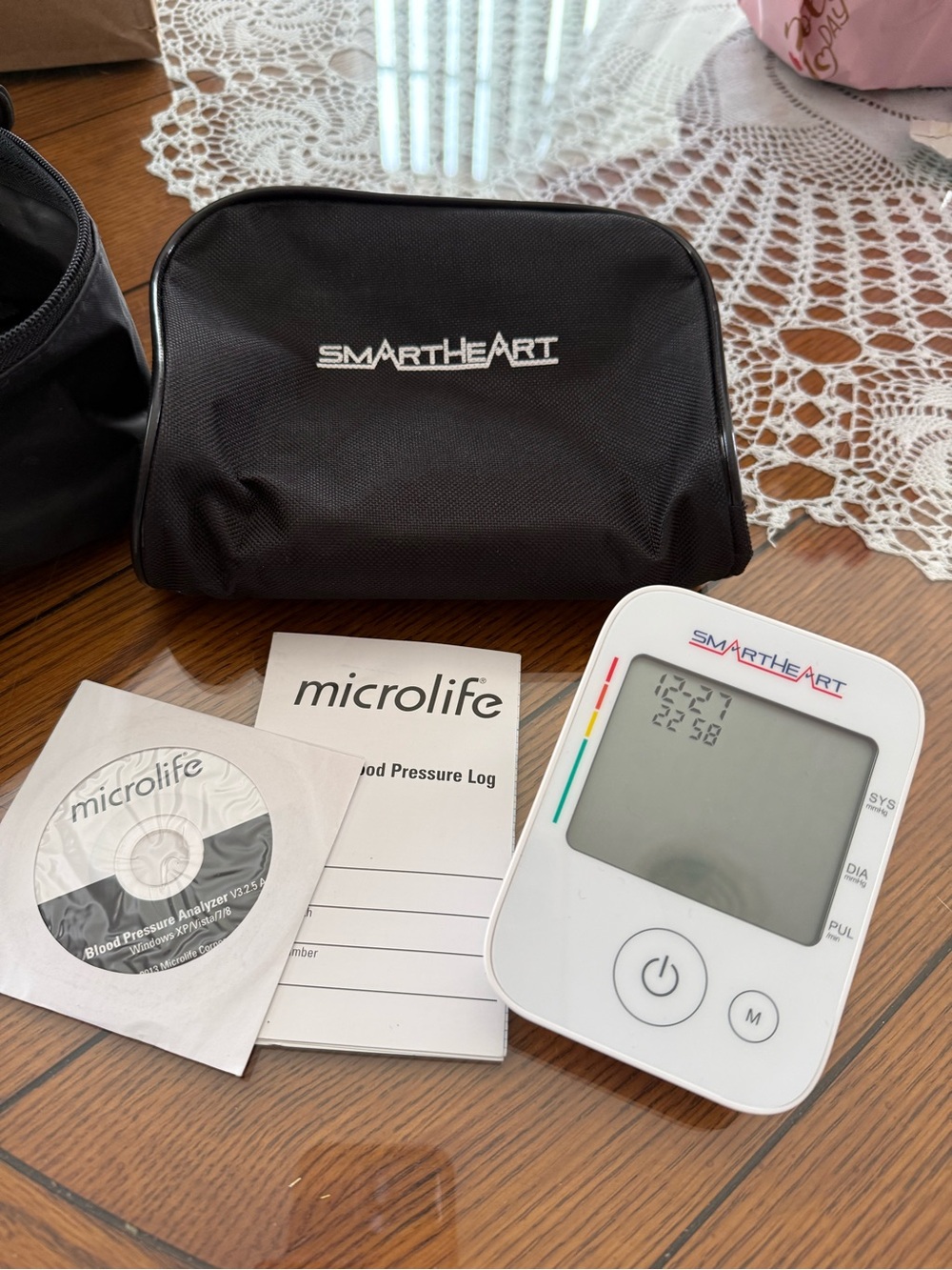 White Digital Blood Pressure Monitor with Black Carry Case